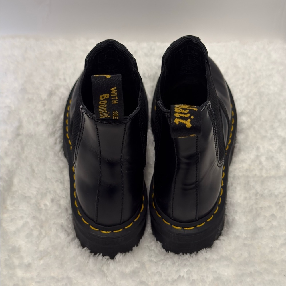 Dr. Martens Black Chelsea Platform Boots with Yellow Stitching - Picture 4 of 12